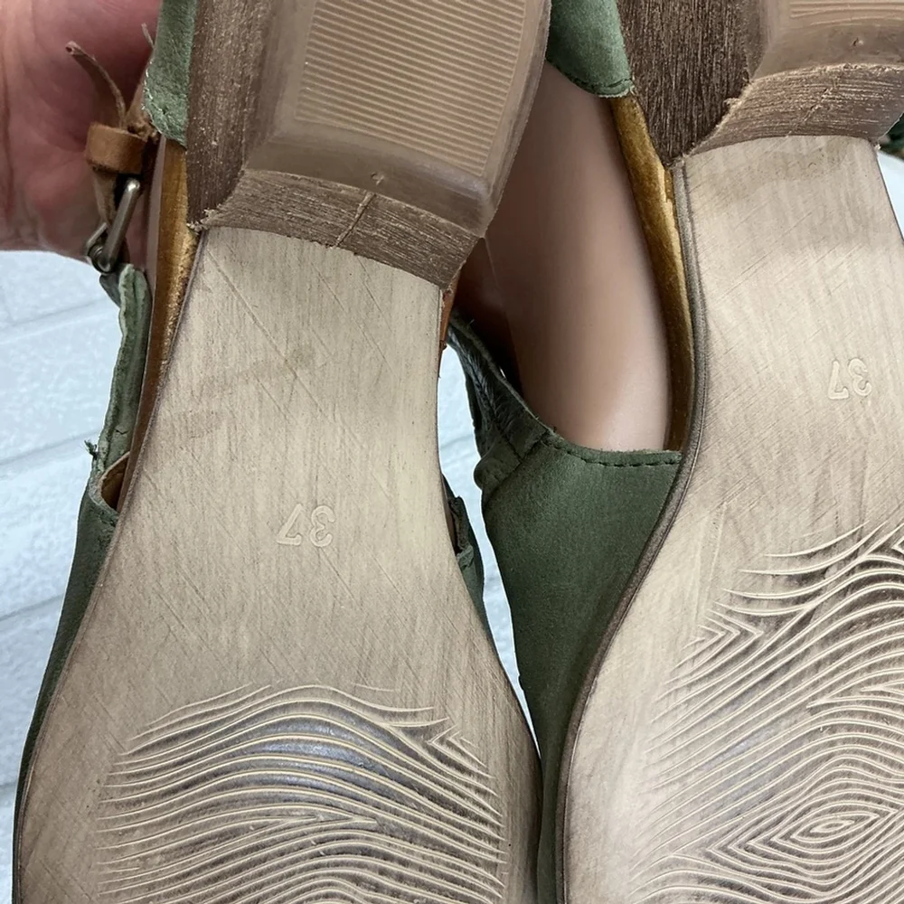 Miz Mooz Olive Green Sandals with Cutout and Stud Detail